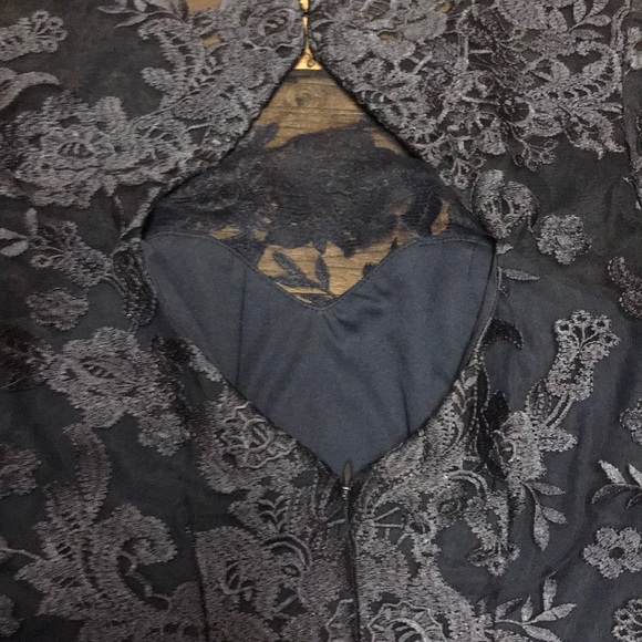 JS Collections Navy Lace Overlay Open Back Dress 2 - Picture 7 of 8